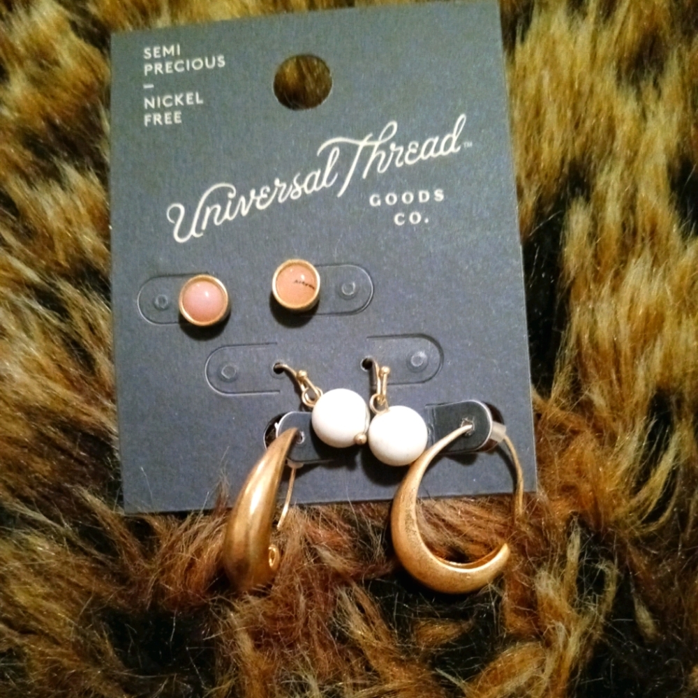 Three pair of semi precious earrings